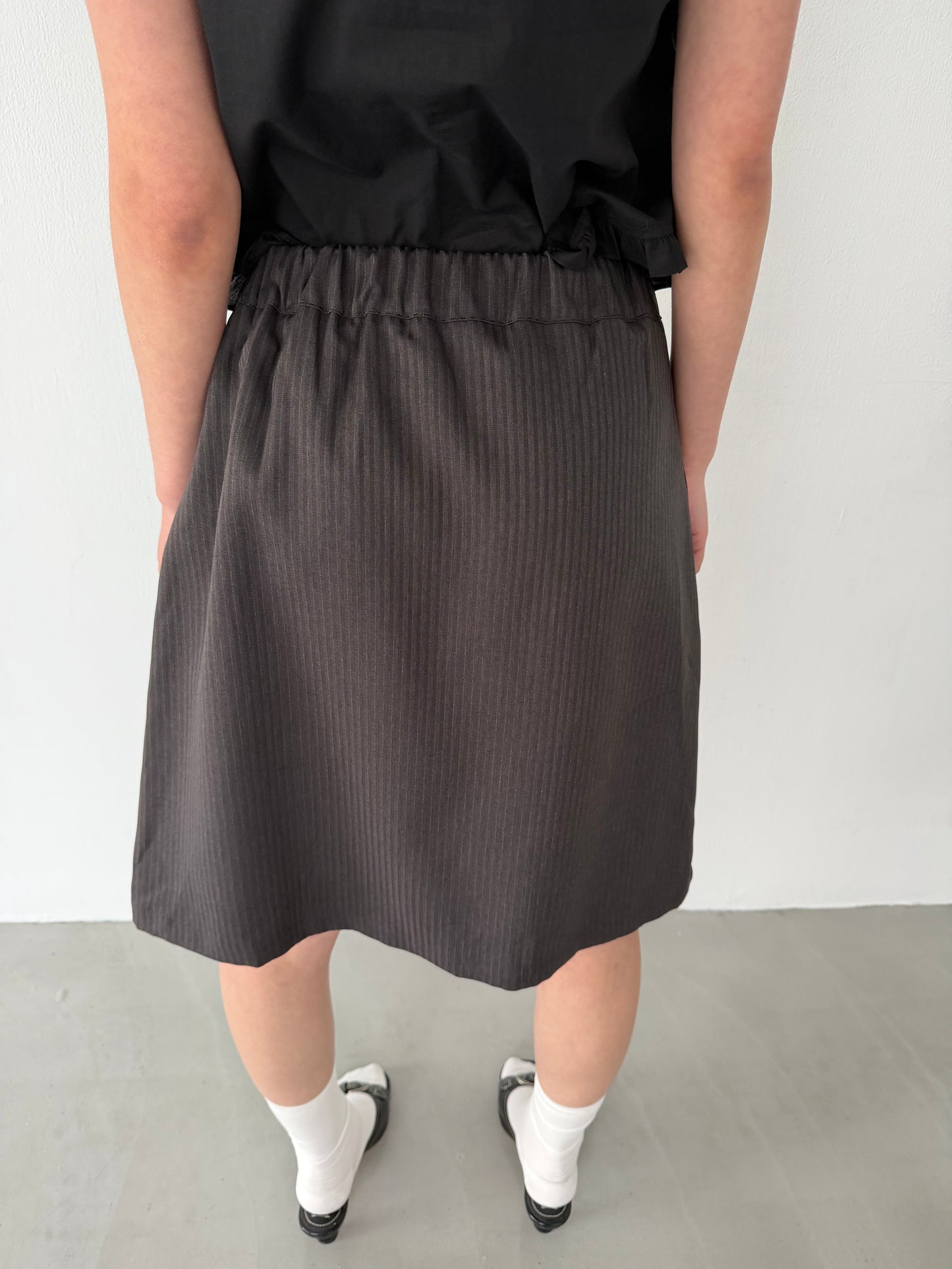 Studded striped suit pleated skirt