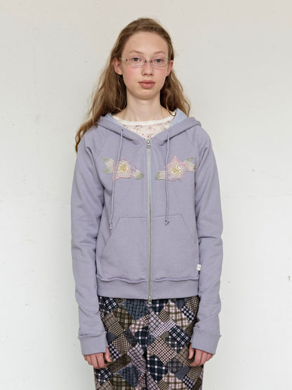 FUN FROM FUN Applique Boho Hoodie, Grey Purple