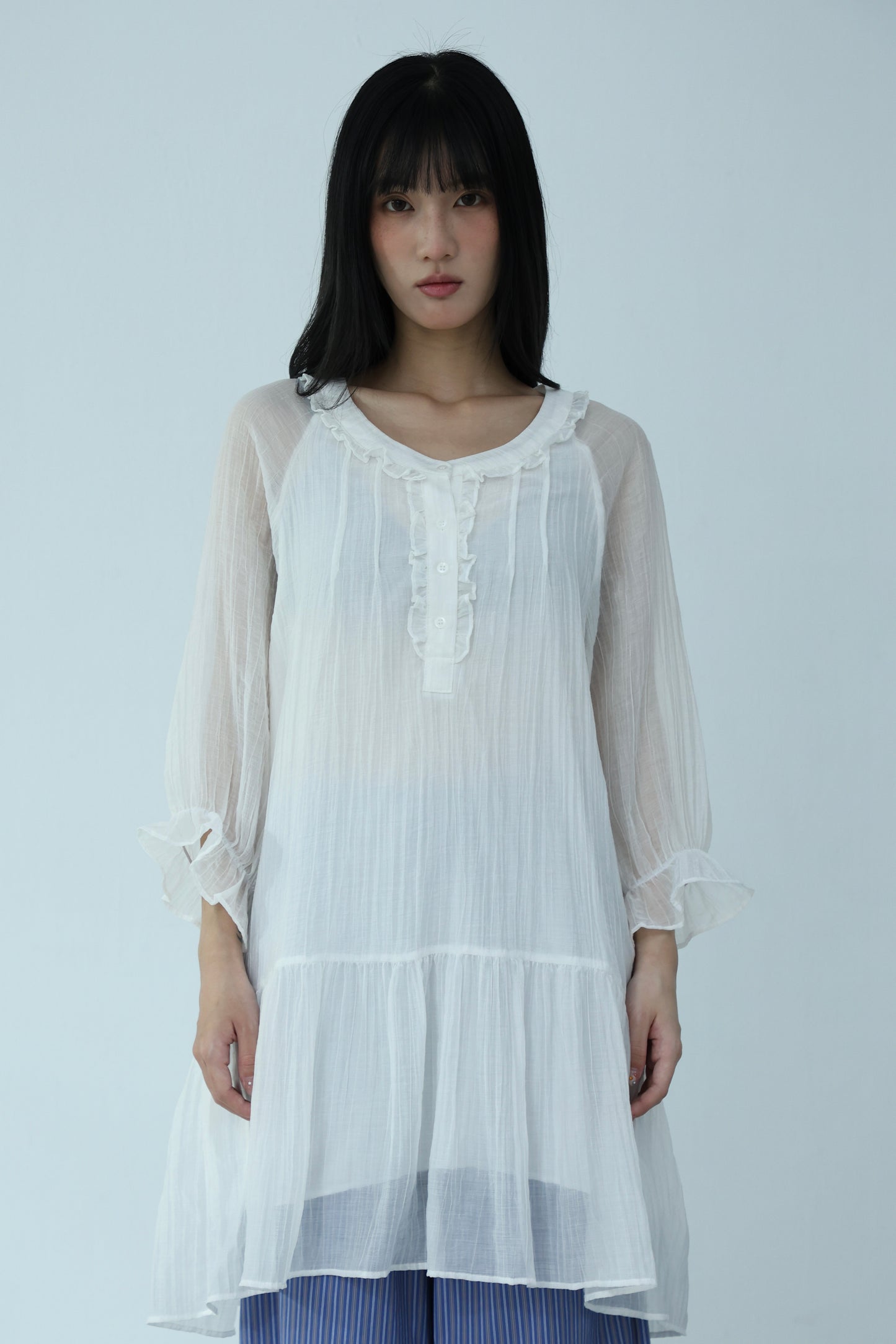 Sheer lace button dress