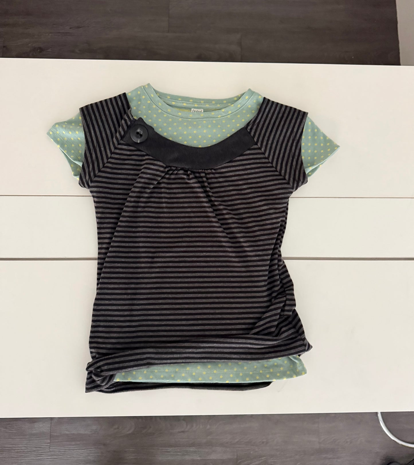 Button-up striped off-shoulder top