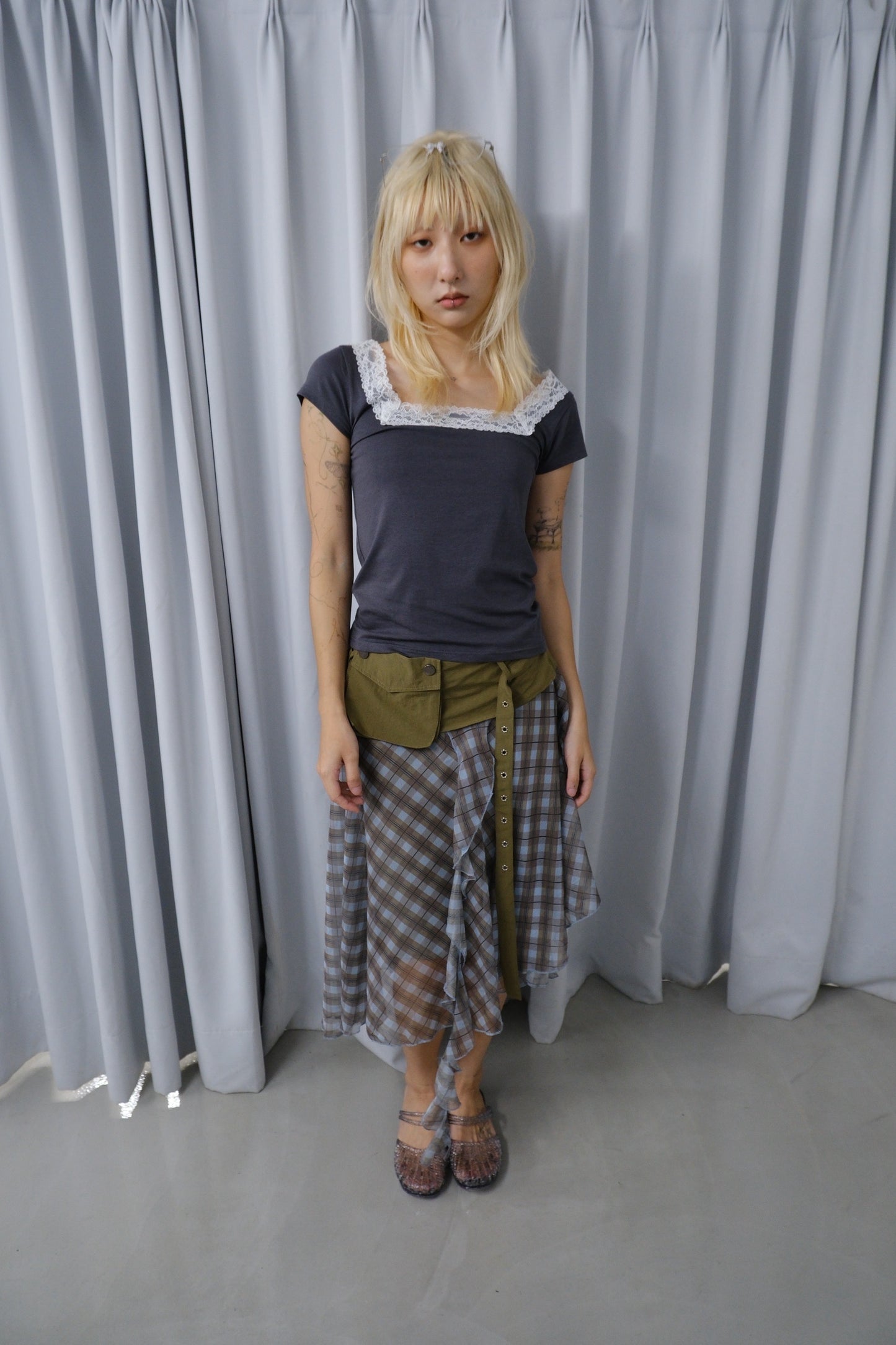 Utility Pouch Check Skirt