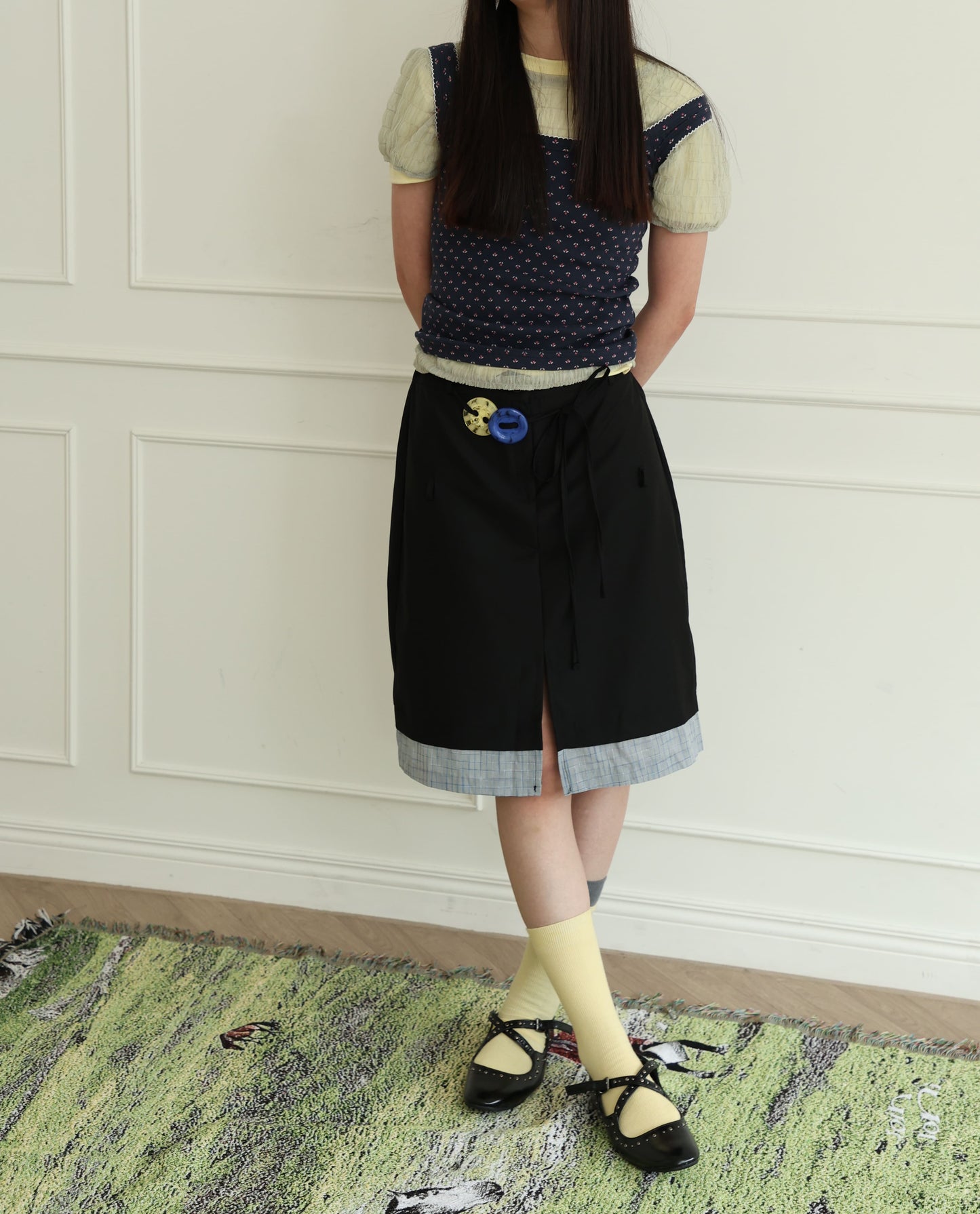 Suit-style plaid skirt
