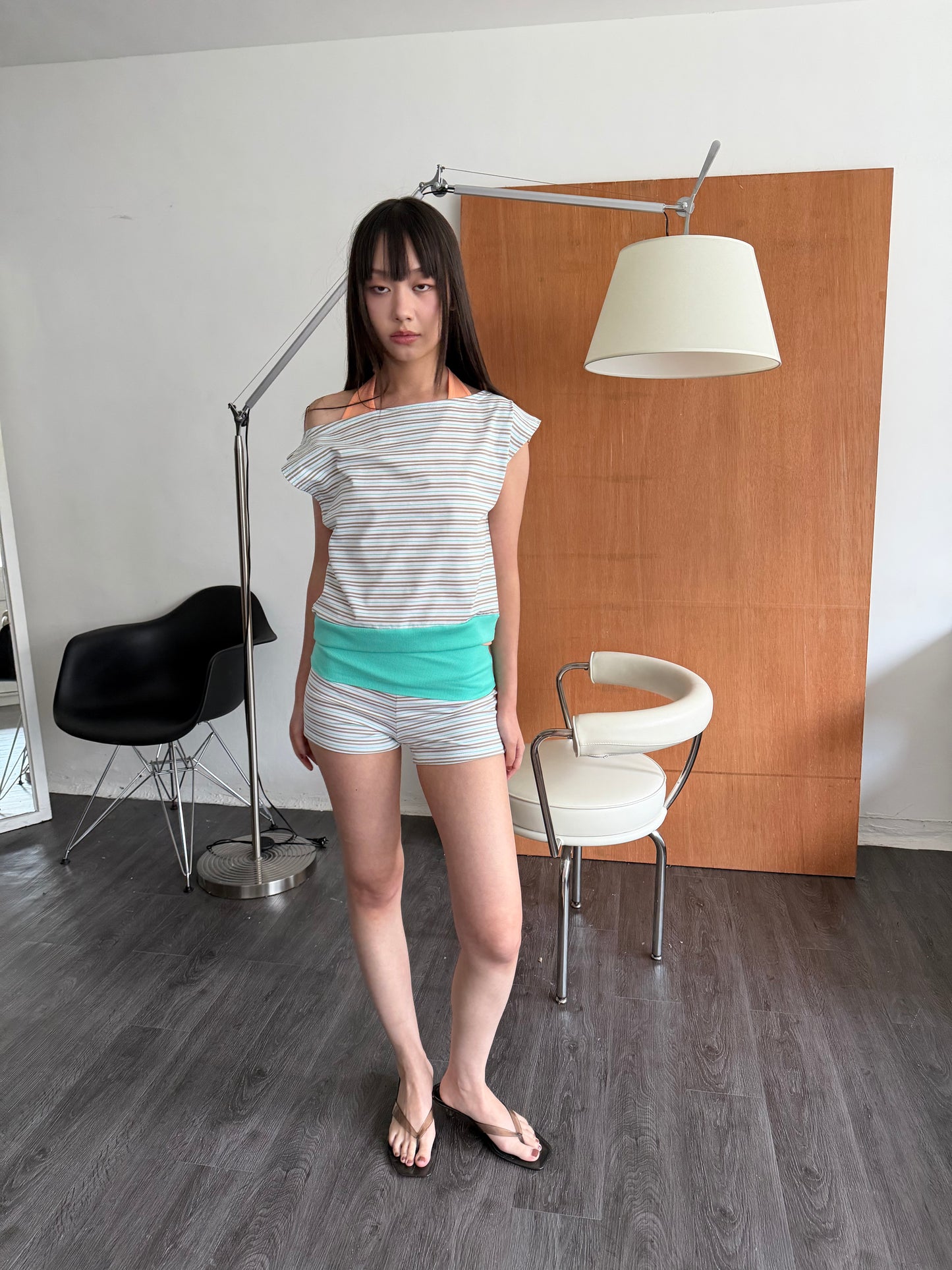 Striped Color-Block Top and Shorts Set