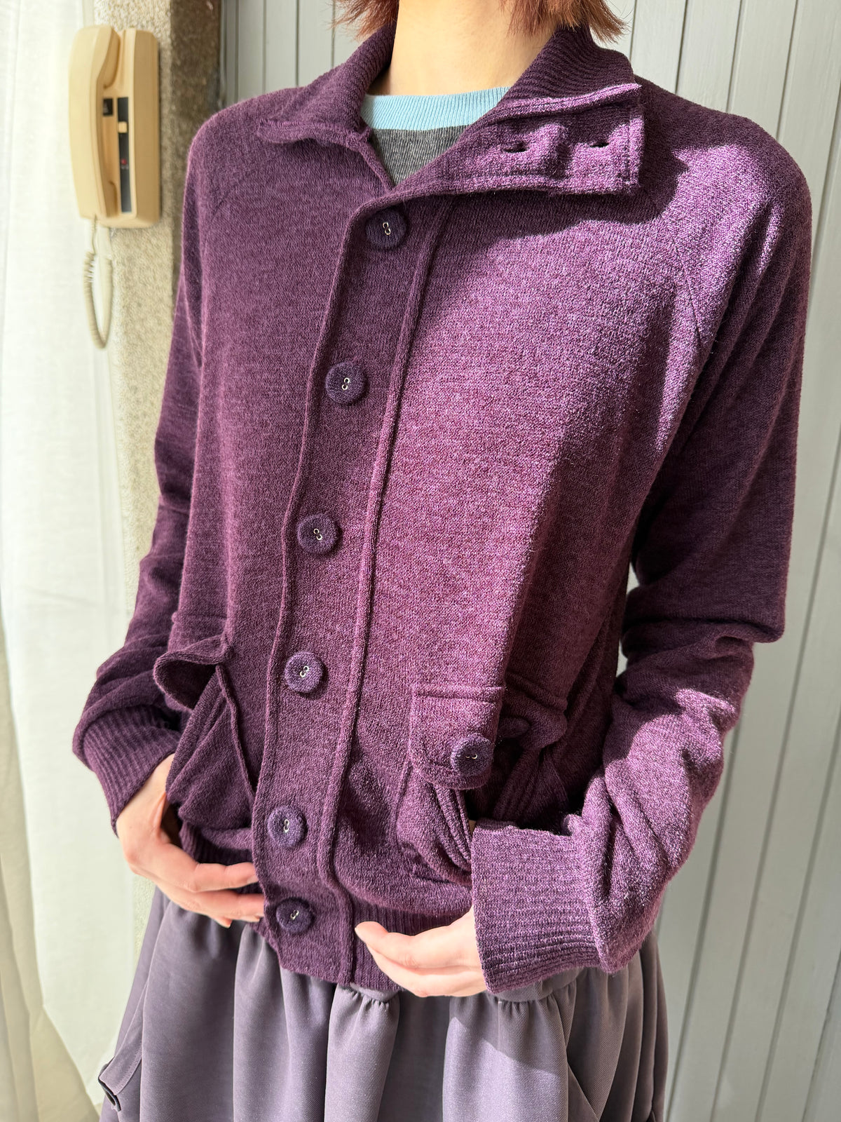 Button-pocket knitted cardigan