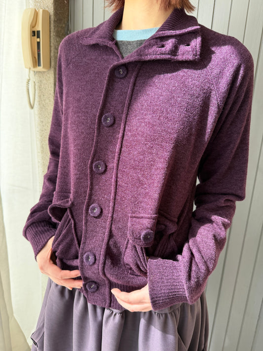 Button-pocket knitted cardigan