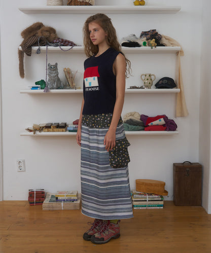 FUN FROM FUN Pocket Long Skirt, Grey