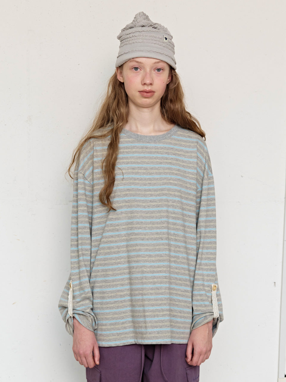 FUN FROM FUN Loose Fit Stripe Tee, Grey