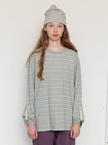 FUN FROM FUN Loose Fit Stripe Tee, Grey