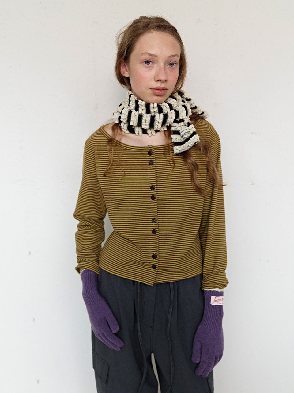 FUN FROM FUN Boat Neck Cardigan, Pickle Green