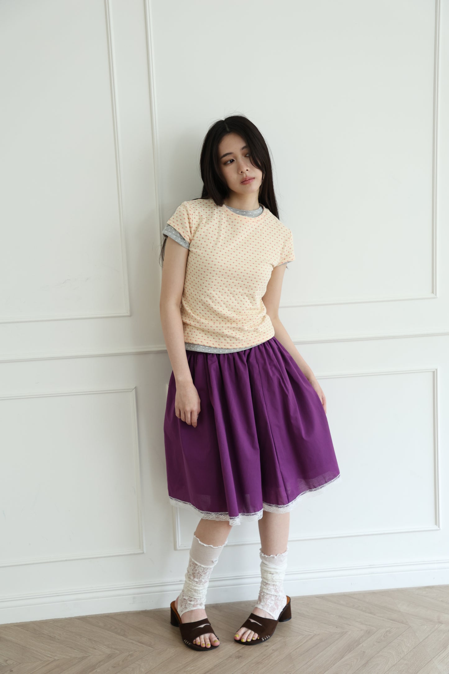 Brightly colored lace puff skirt