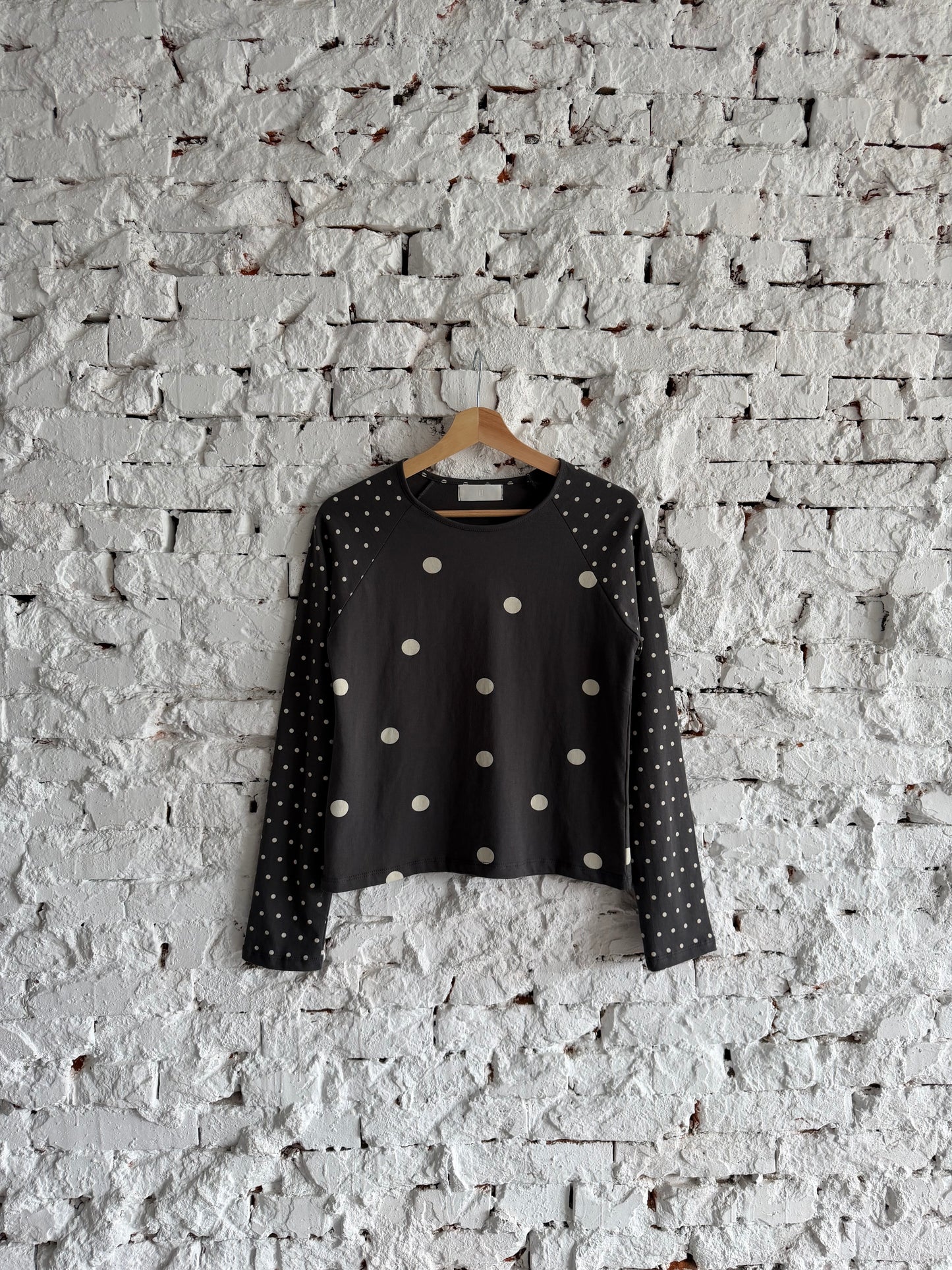 polka dot patchwork long-sleeved top