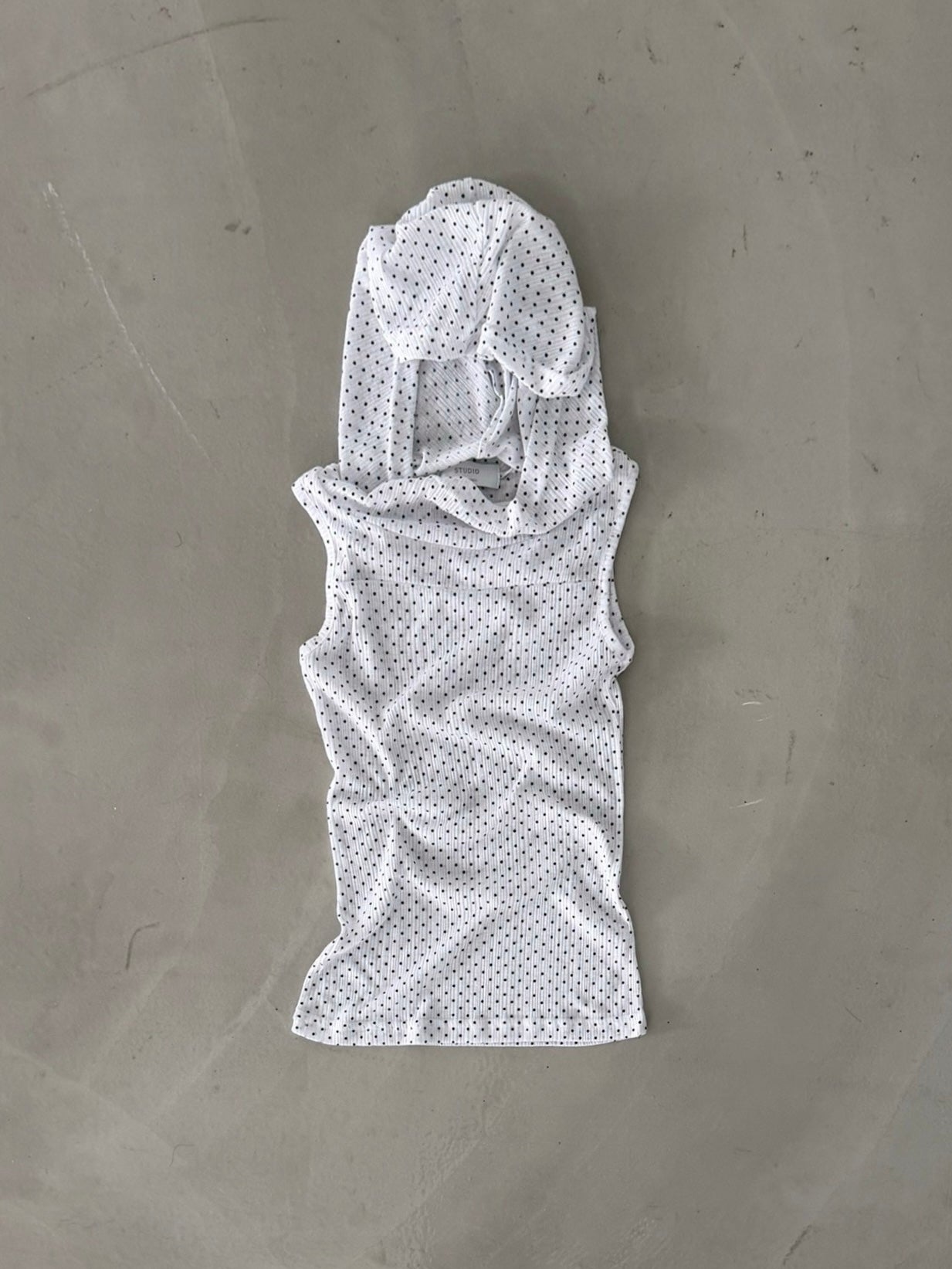 Polka Hood Sleeveless Top