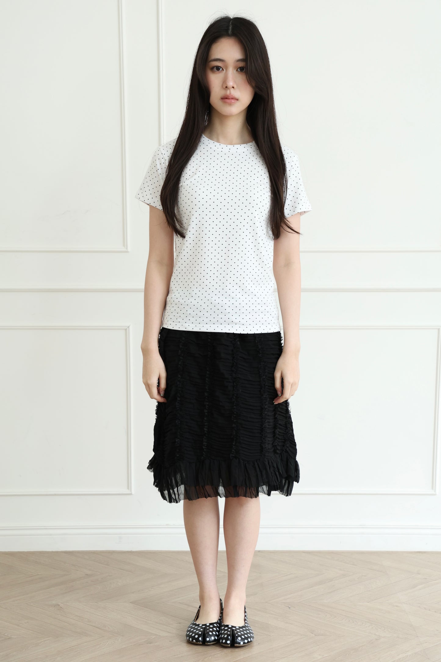 Basic polka dot short-sleeved top