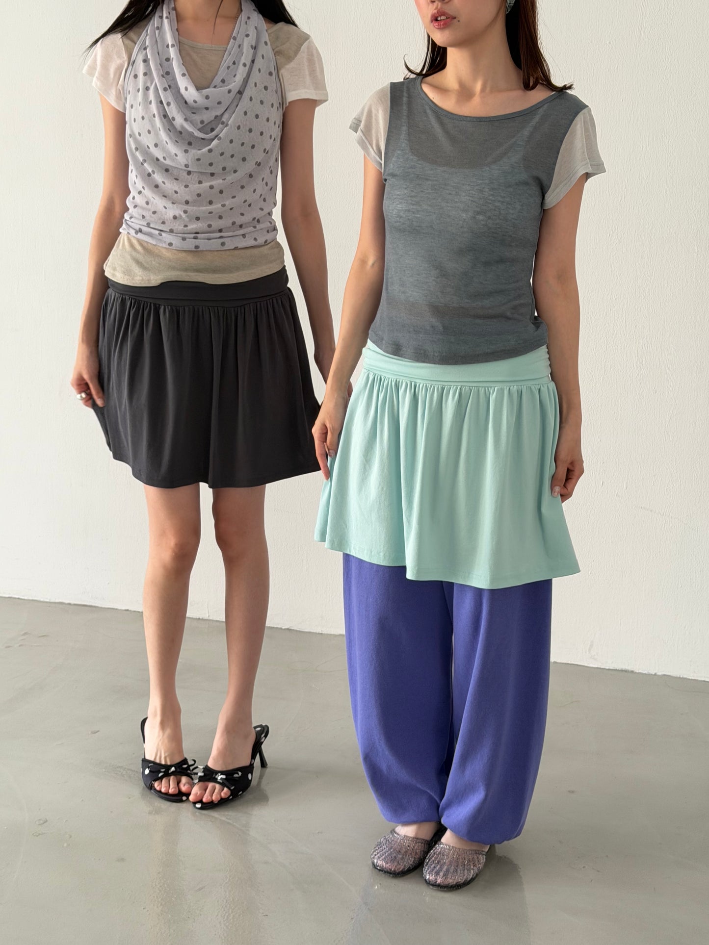 Asymmetrical short-sleeved top