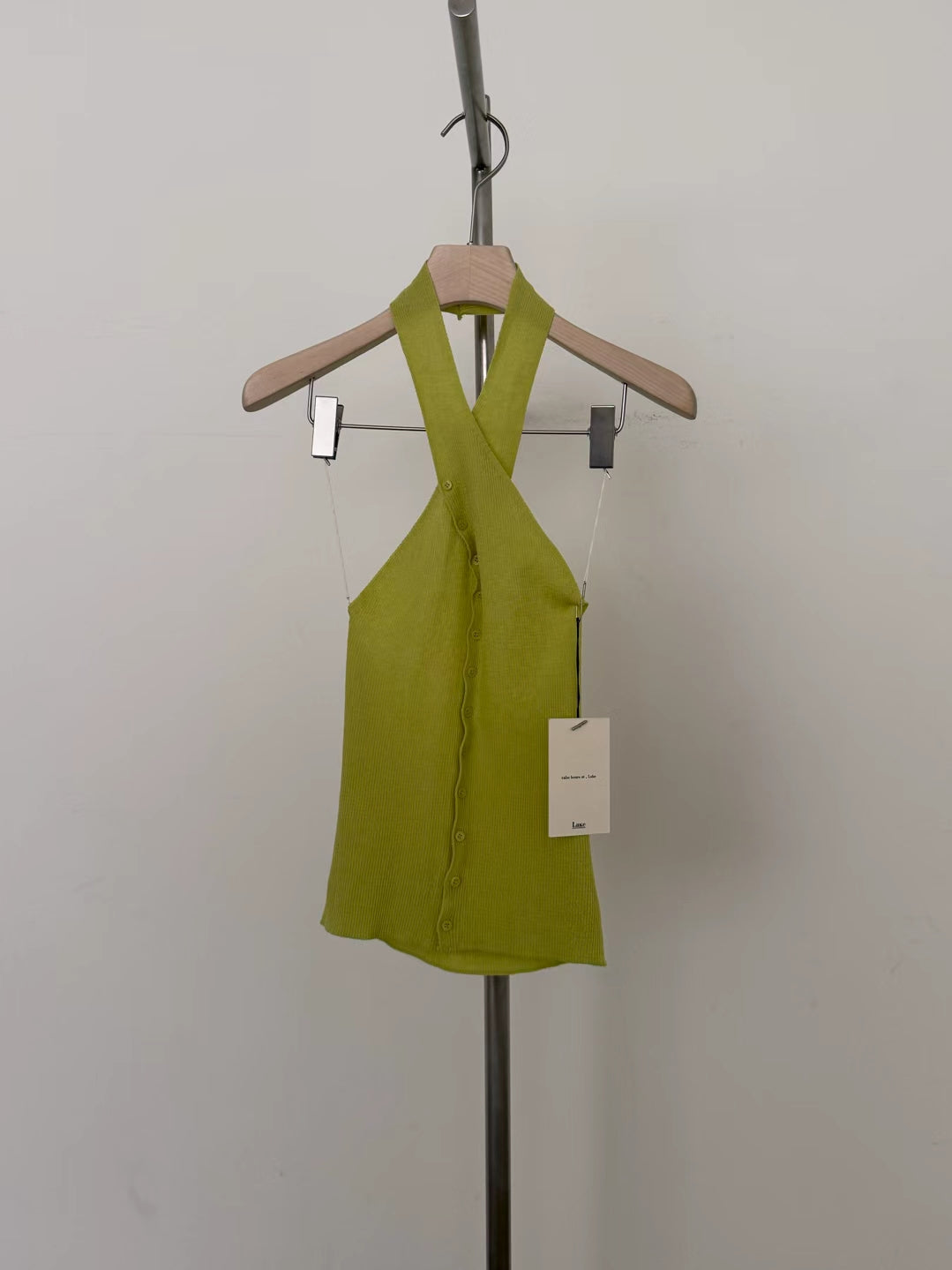 halter neck knitted button vest