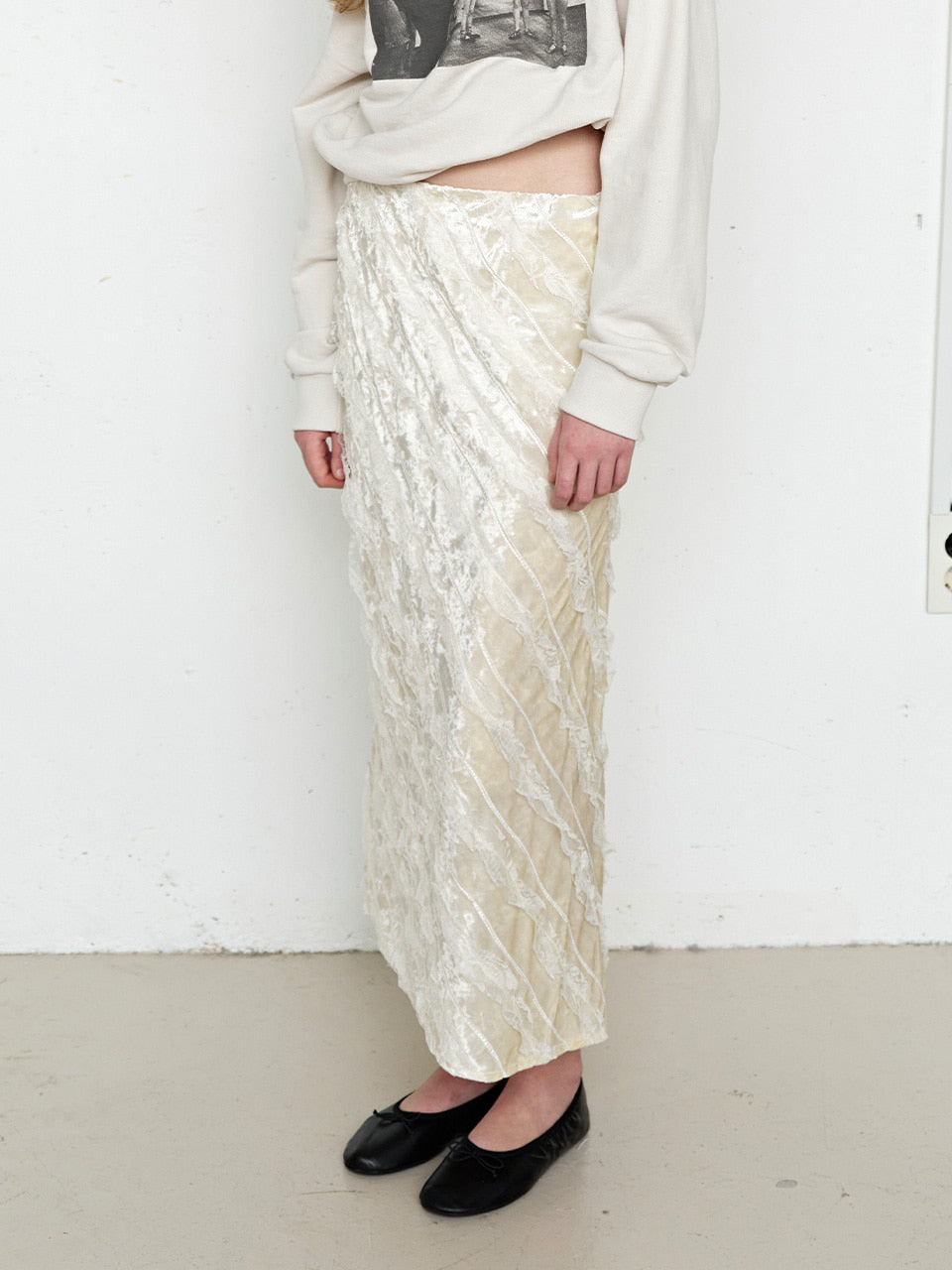 FUN FROM FUN Midnight Velvet Long Skirt, Beige