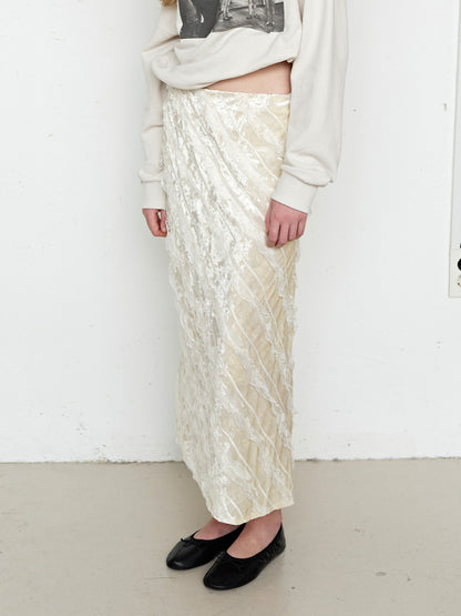 FUN FROM FUN Midnight Velvet Long Skirt, Beige