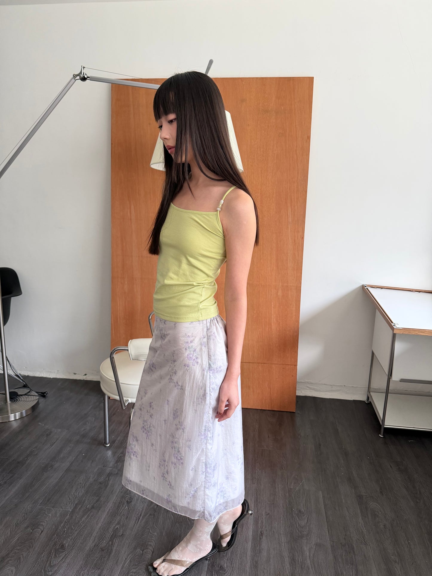 Sheer floral straight skirt