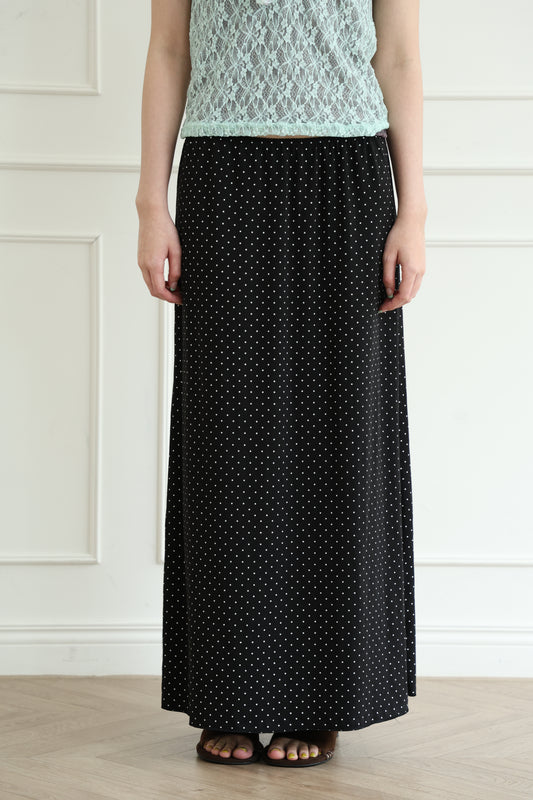 Elastic polka dot maxi dress