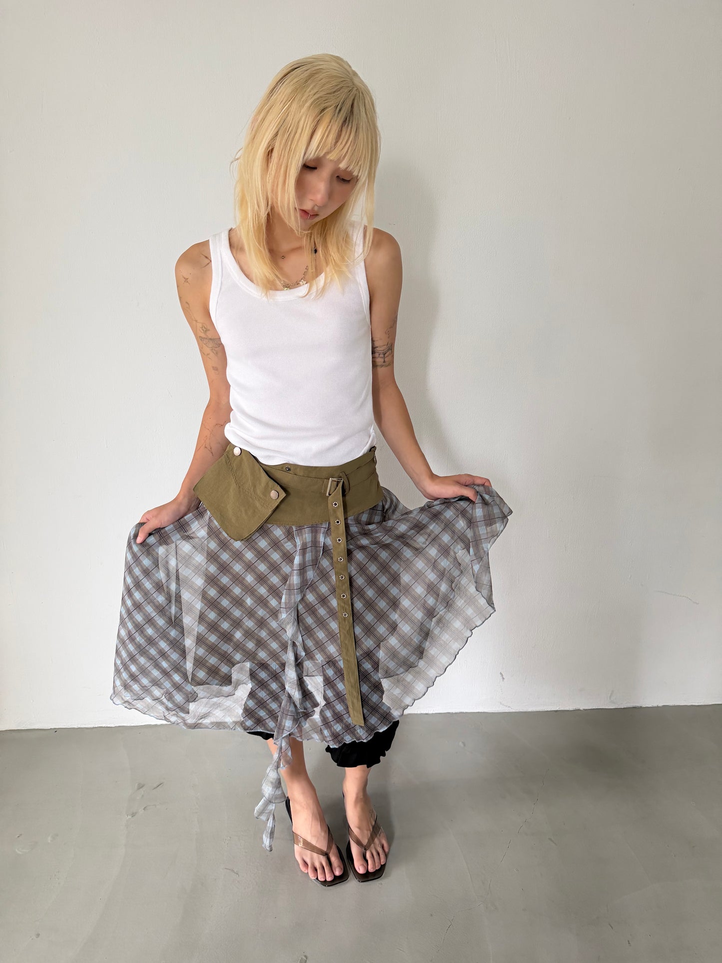 Utility Pouch Check Skirt