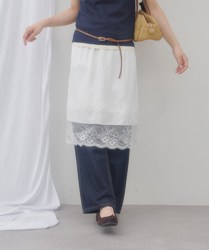 （sale 至9/21 22:00）Discoat umm. 蕾絲拼接緞面裙