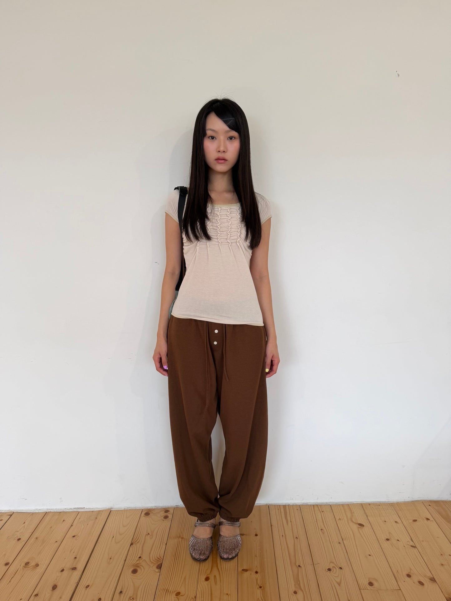 Contrast Trim Ruched Top