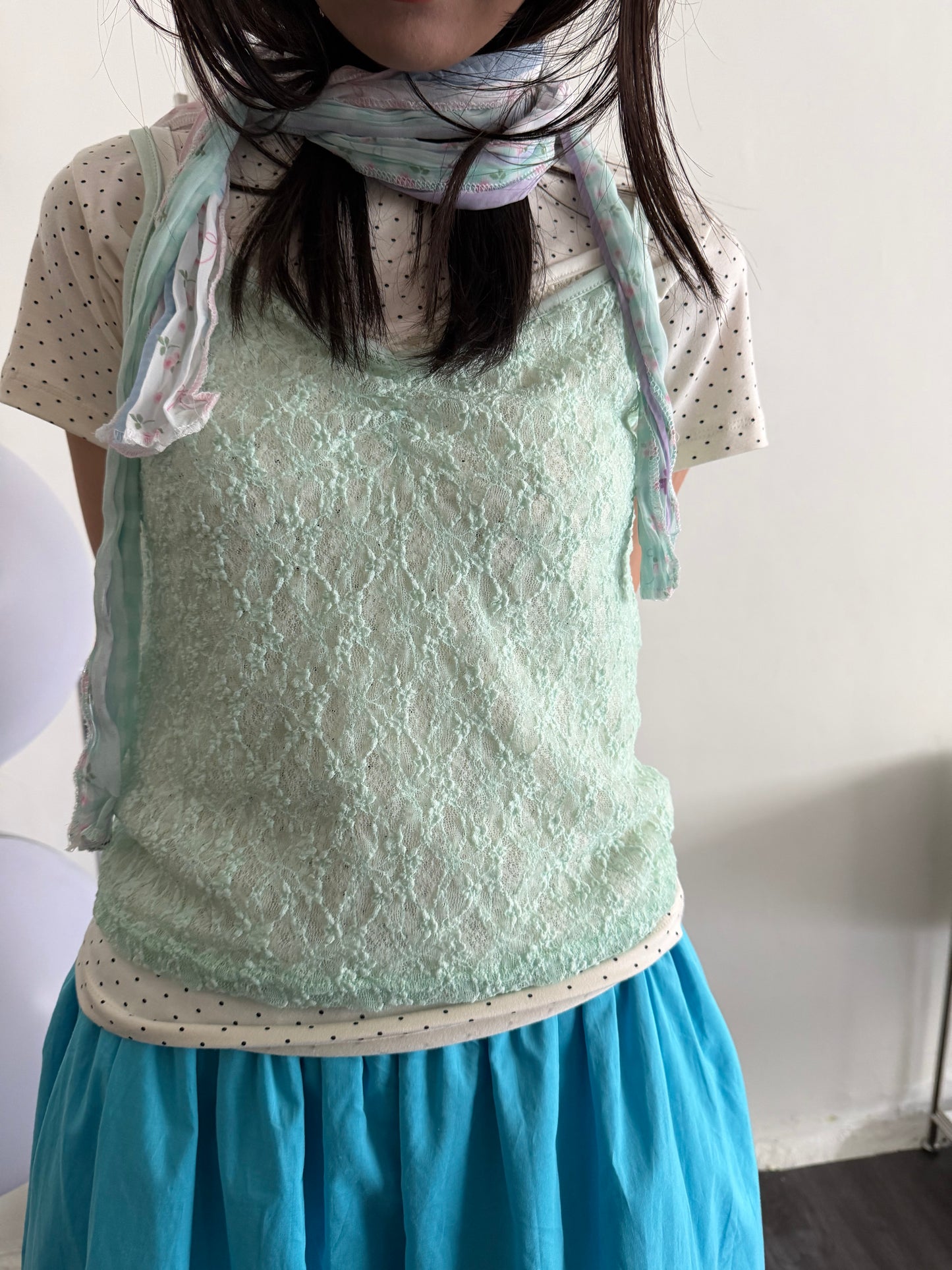 Basic polka dot short-sleeved top