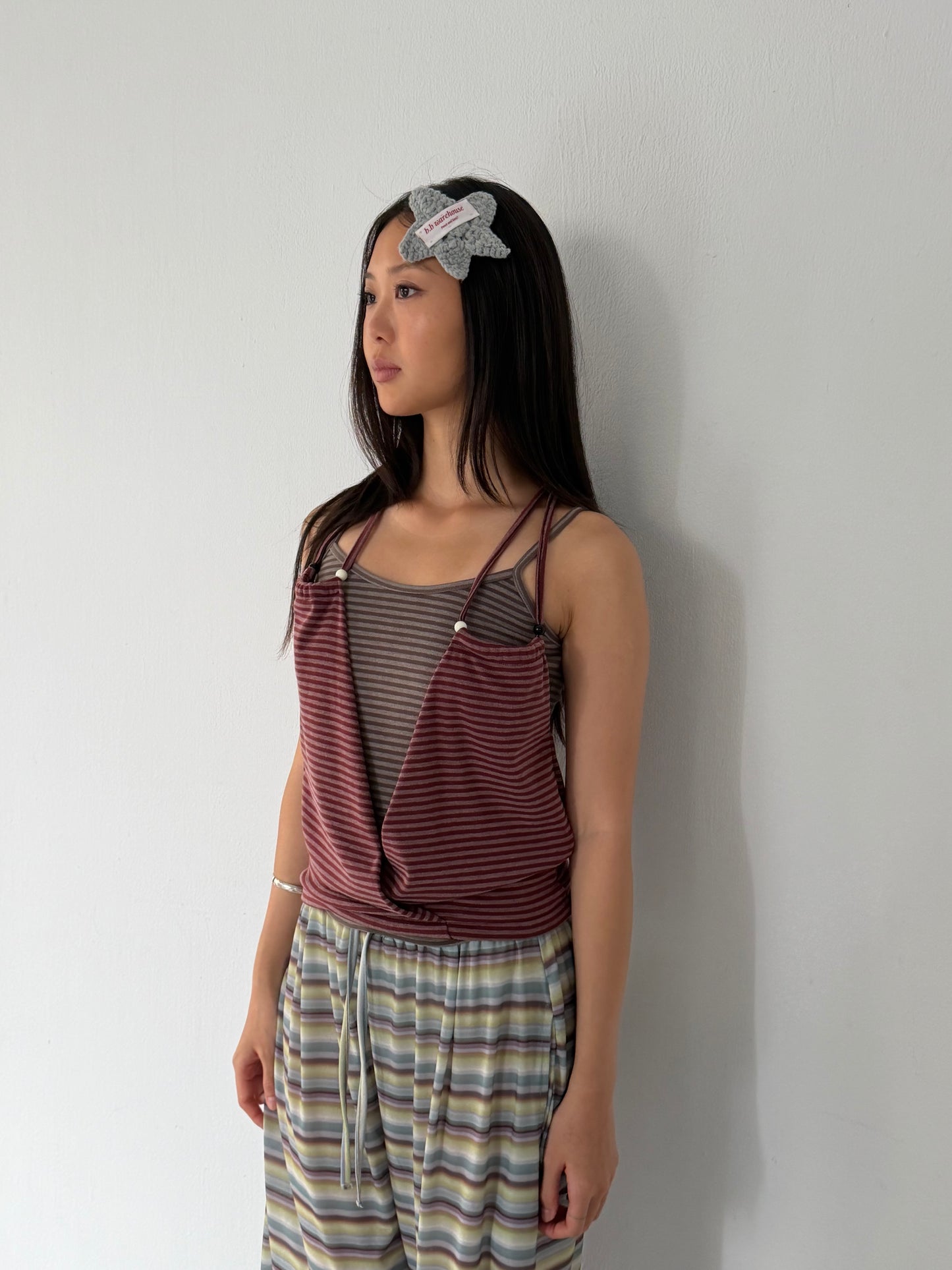 Two-piece striped beaded vest
