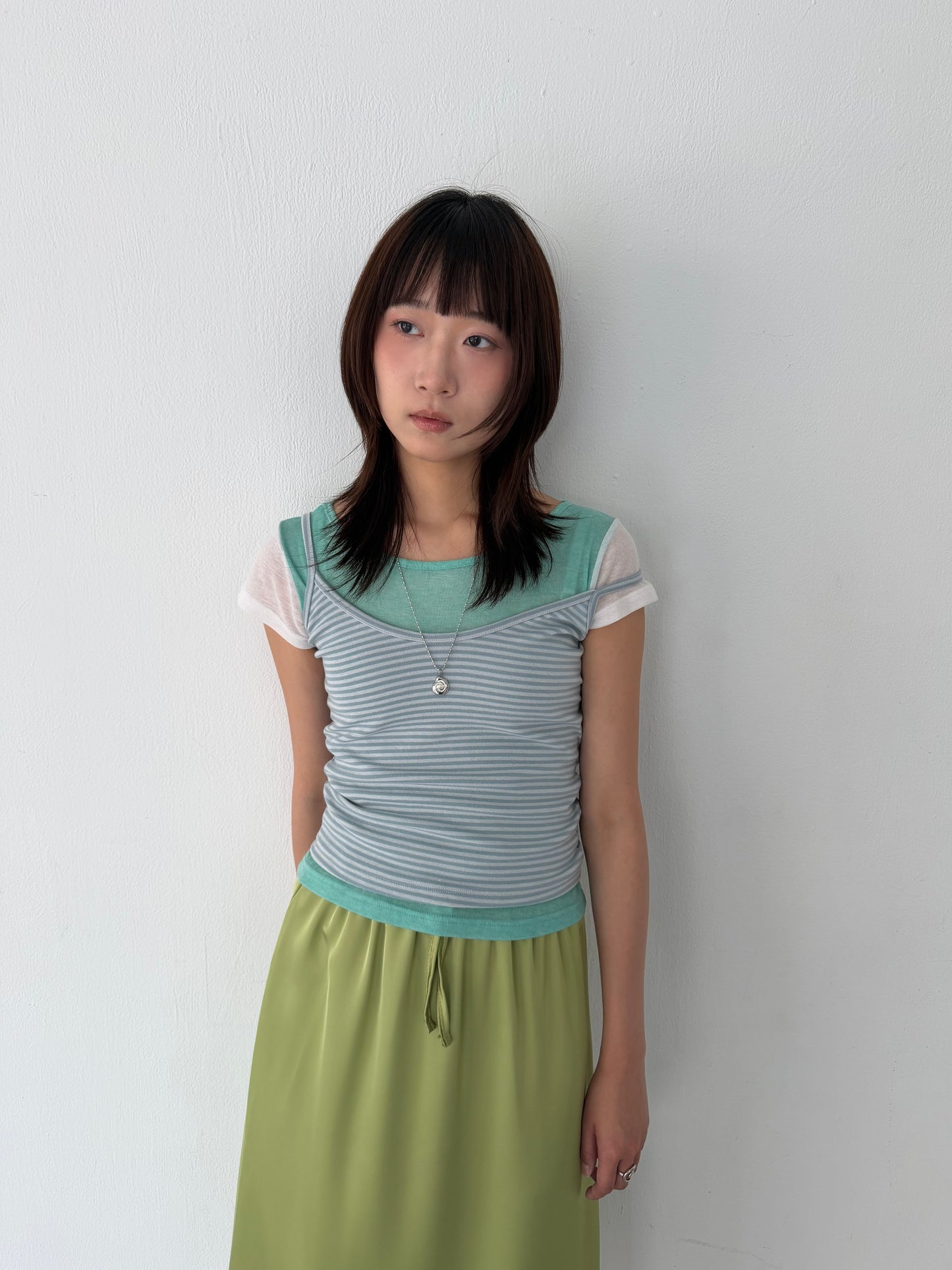 Asymmetrical short-sleeved top