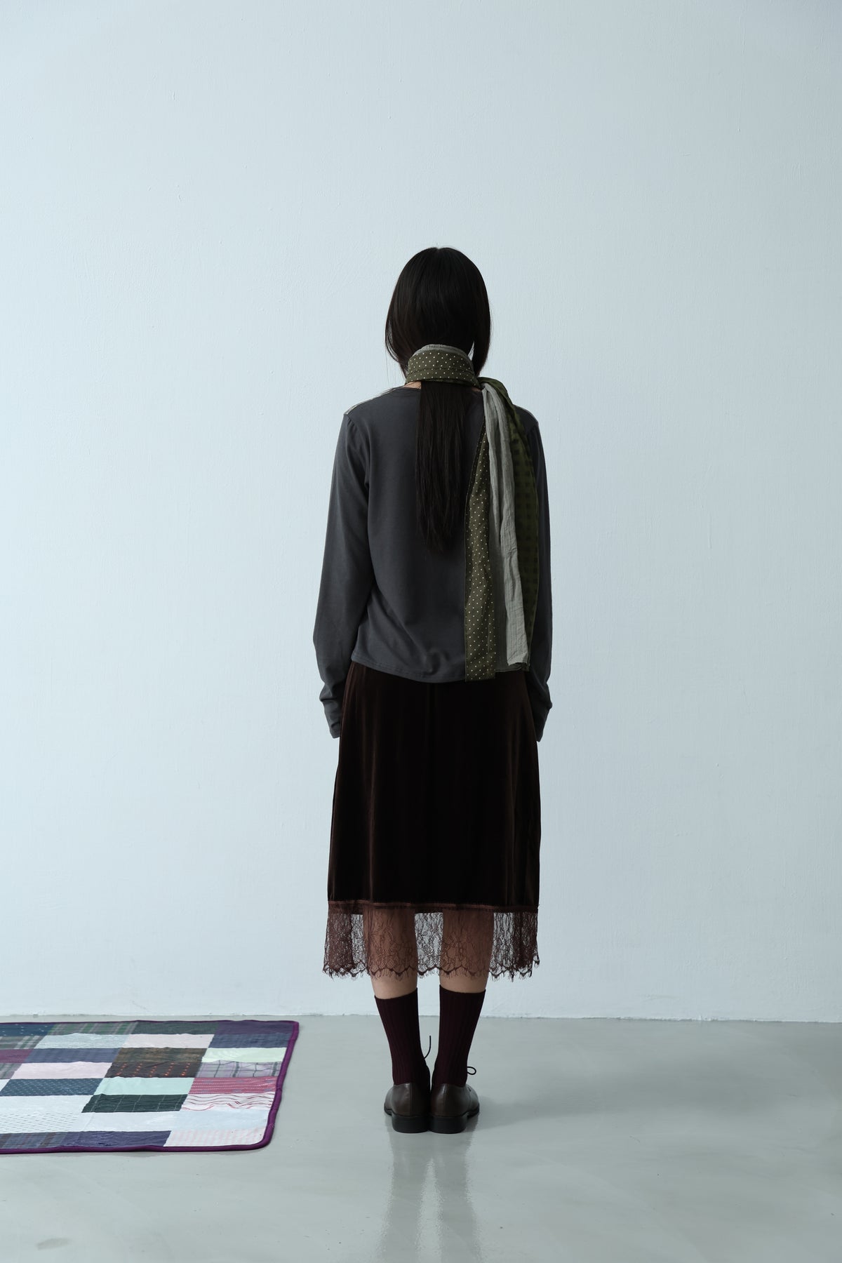 Suede Lace-Trim Skirt