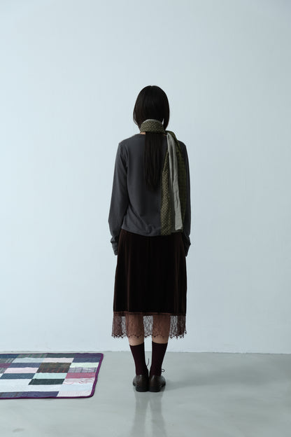Suede Lace-Trim Skirt