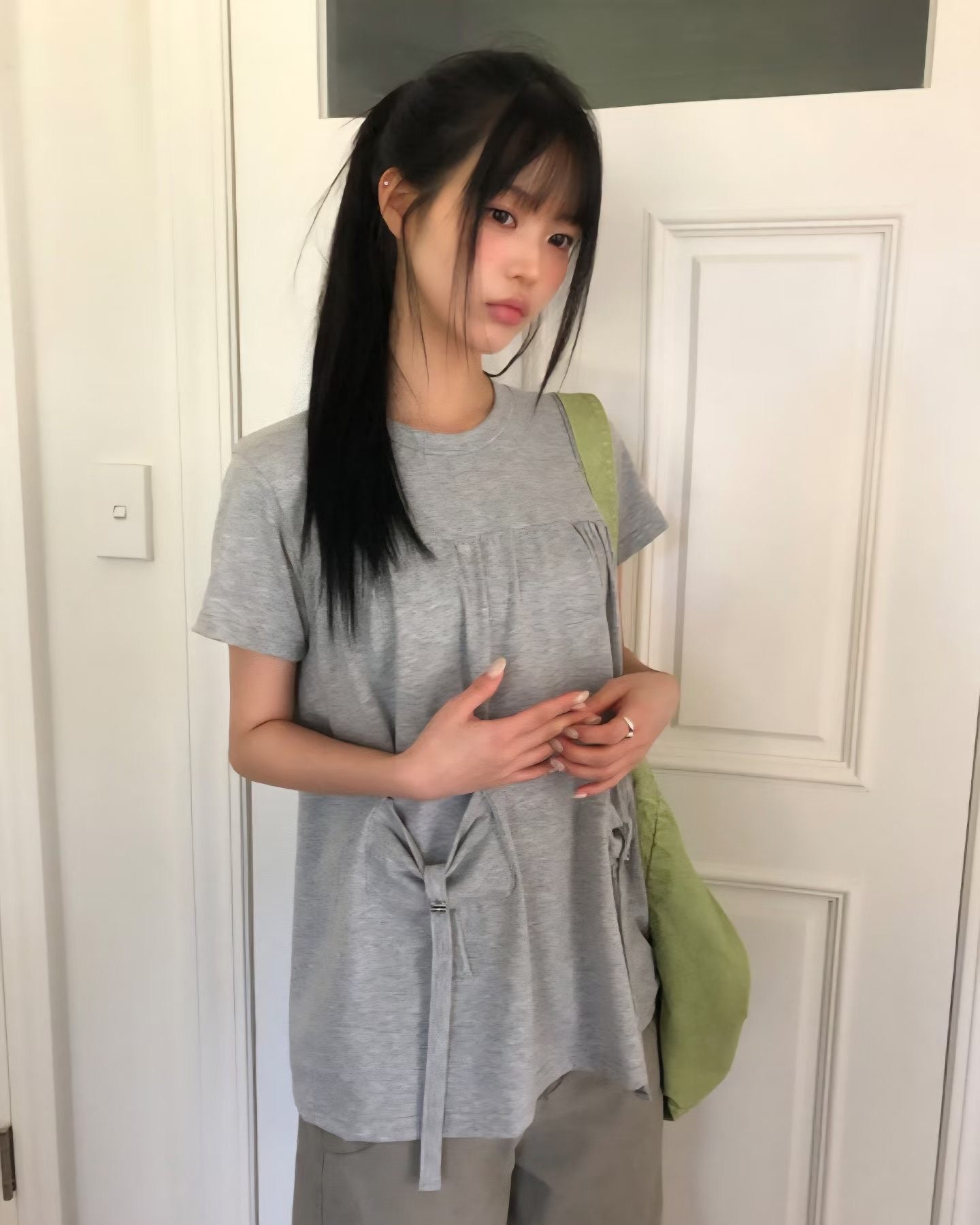 韓國製 口袋蝴蝶結上衣