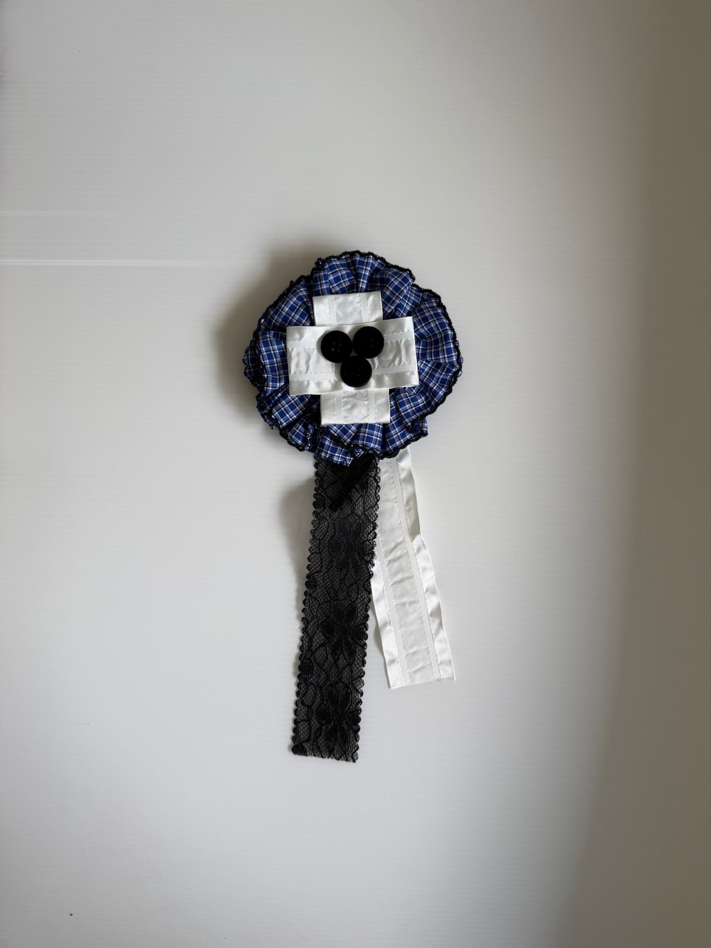Ribbon, Lace, and Button Brooch