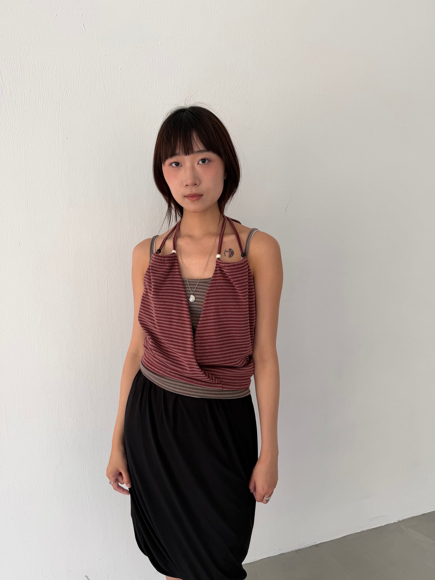Two-piece striped beaded vest