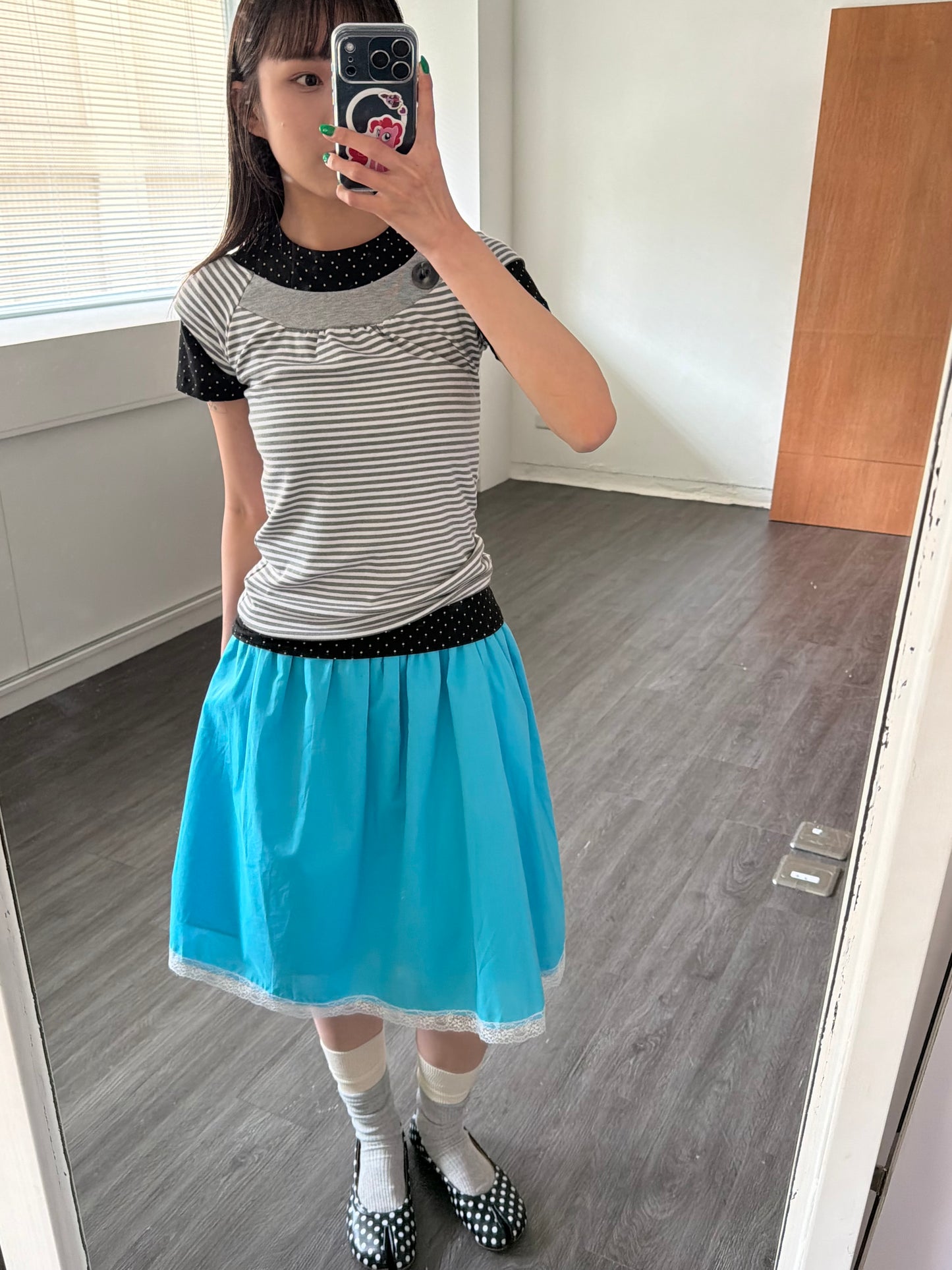 Basic polka dot short-sleeved top