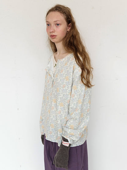 FUN FROM FUN Rustic Waffle Henley Top, Dusty Blue