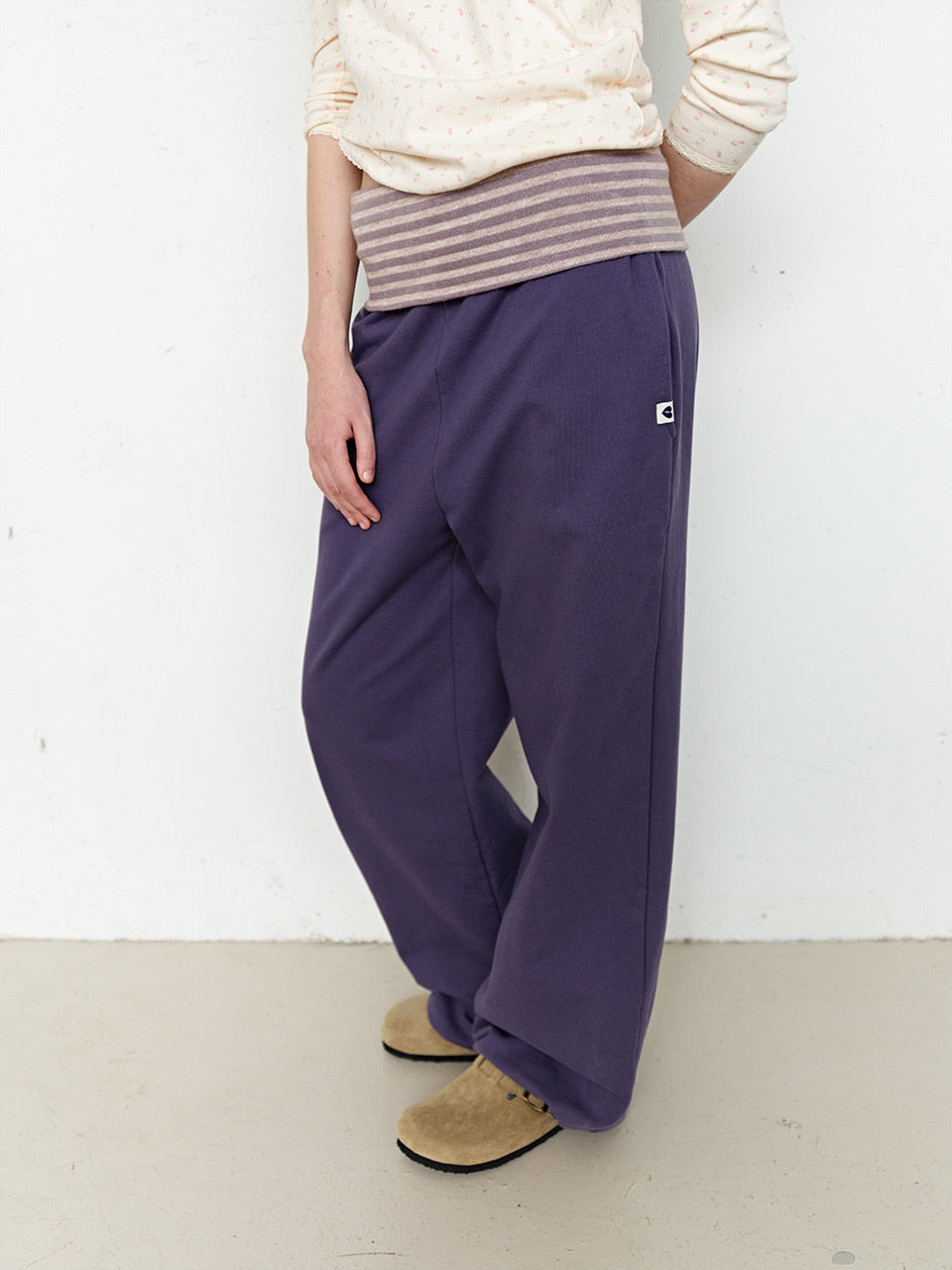 FUN FROM FUN Folded Sweat Pants, Plum Smoothie
