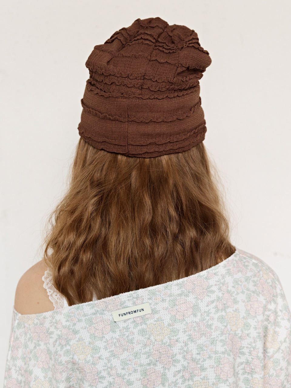 FUN FROM FUN Frill Beanie, Brown