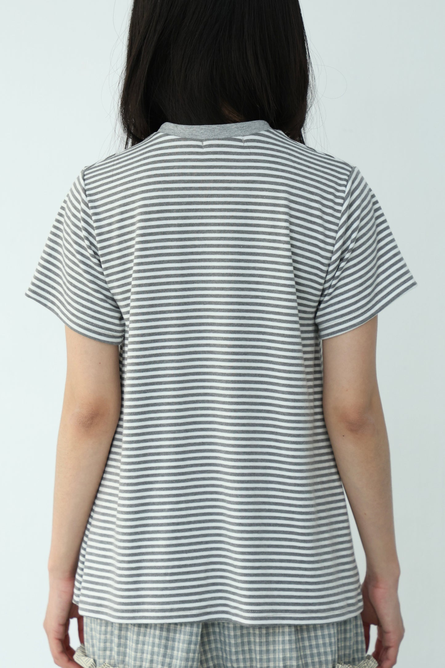 Striped loose button-down top