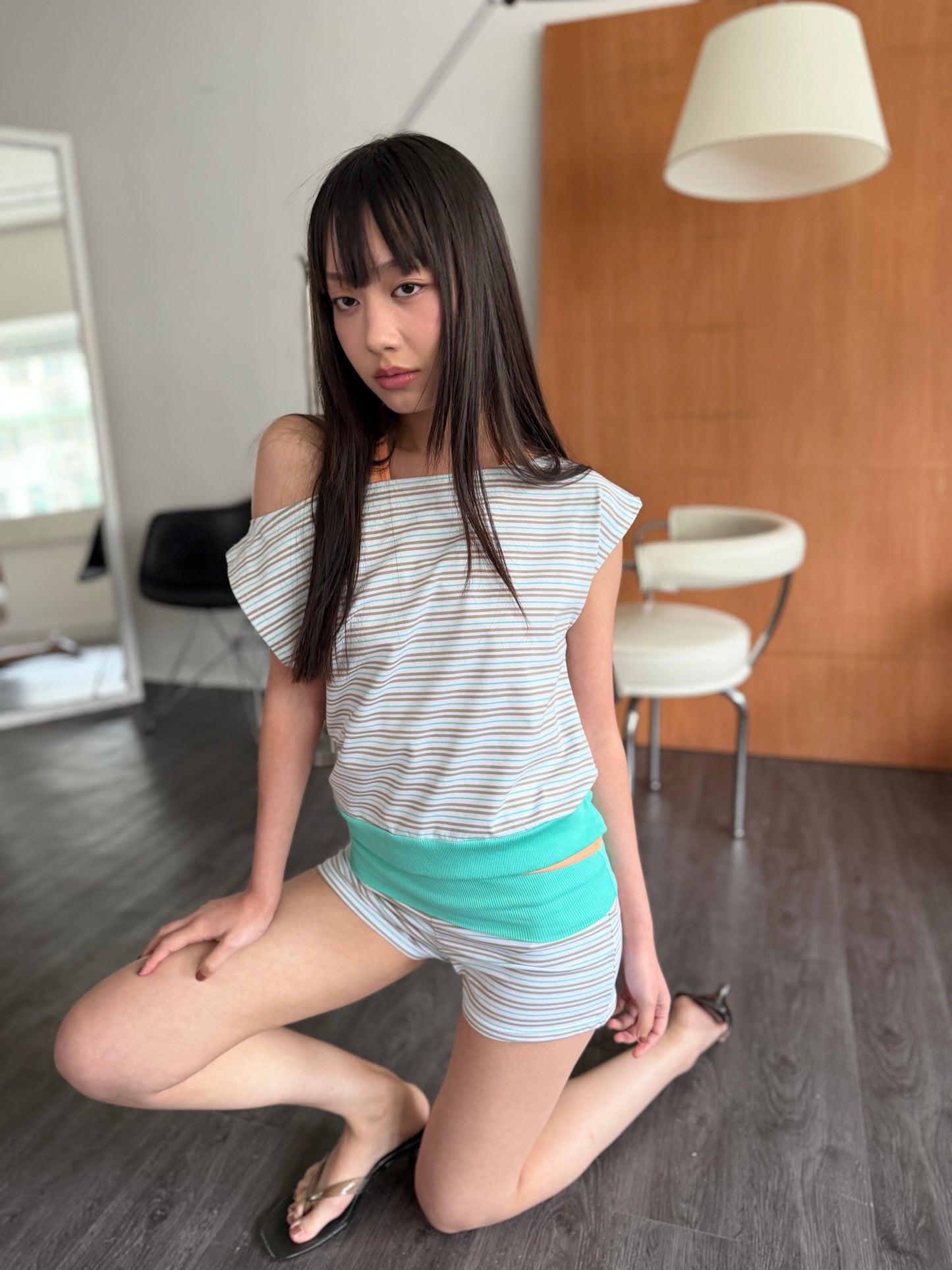 Striped Color-Block Top and Shorts Set