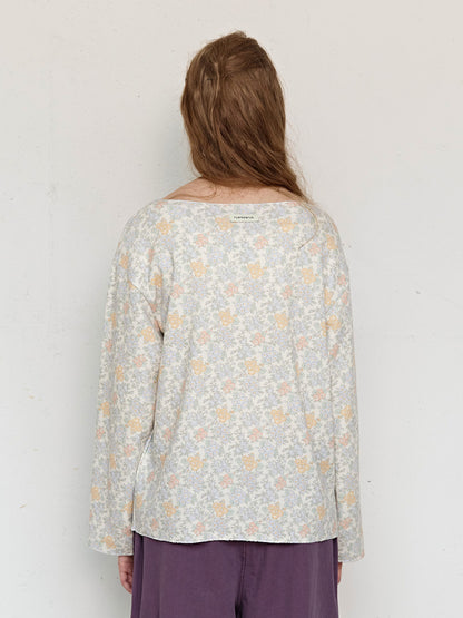 FUN FROM FUN Rustic Waffle Henley Top, Dusty Blue