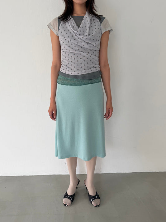 Lace cotton straight skirt