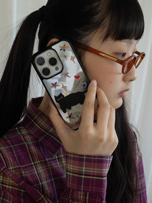 SUNI X FUN FROM FUN Black Cat with Stars Phone Case