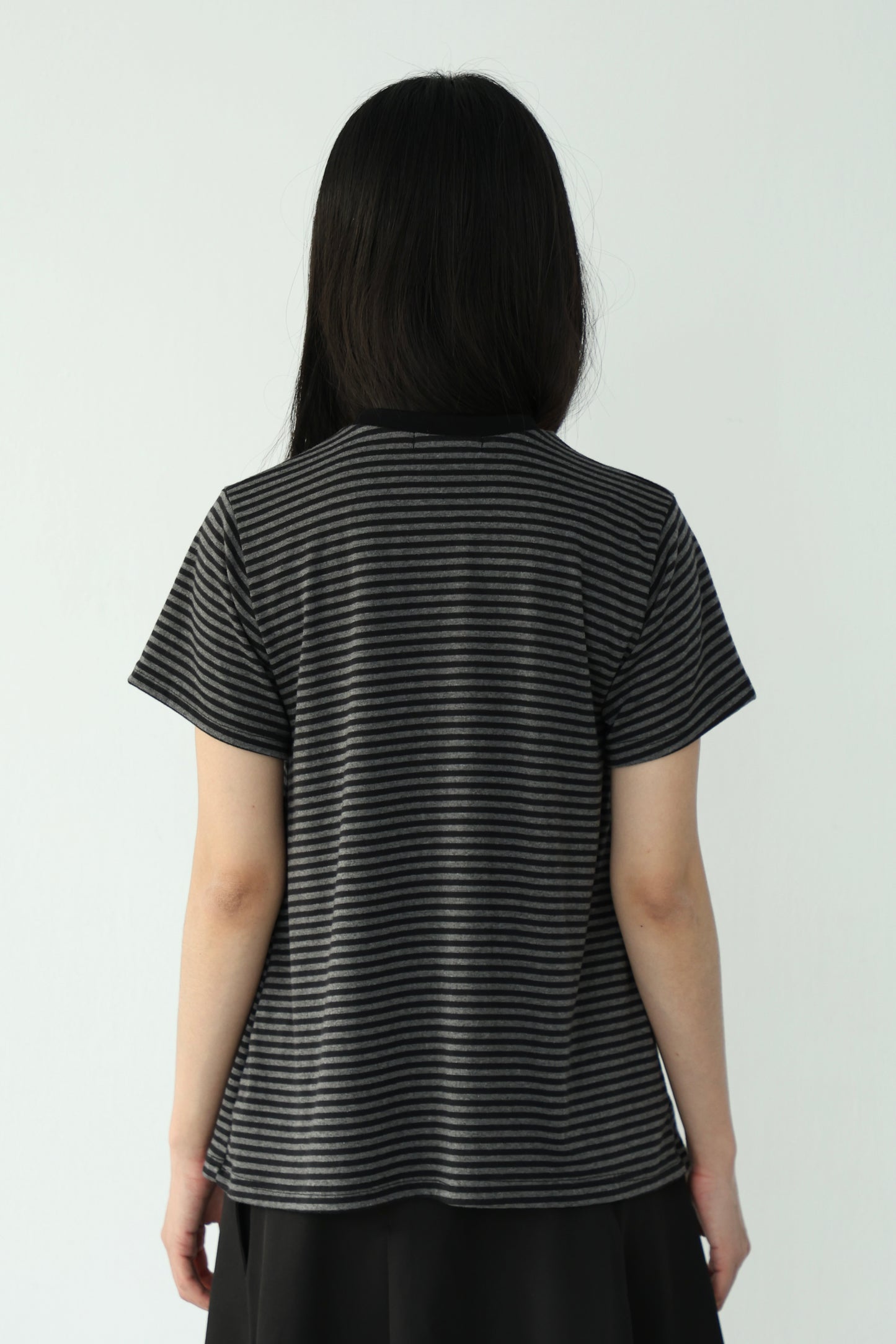 Striped loose button-down top