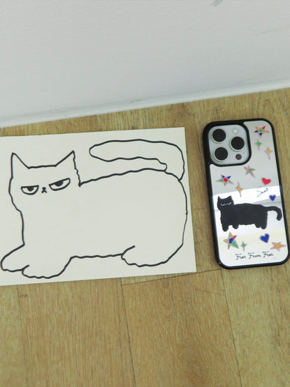 SUNI X FUN FROM FUN Black Cat with Stars Phone Case
