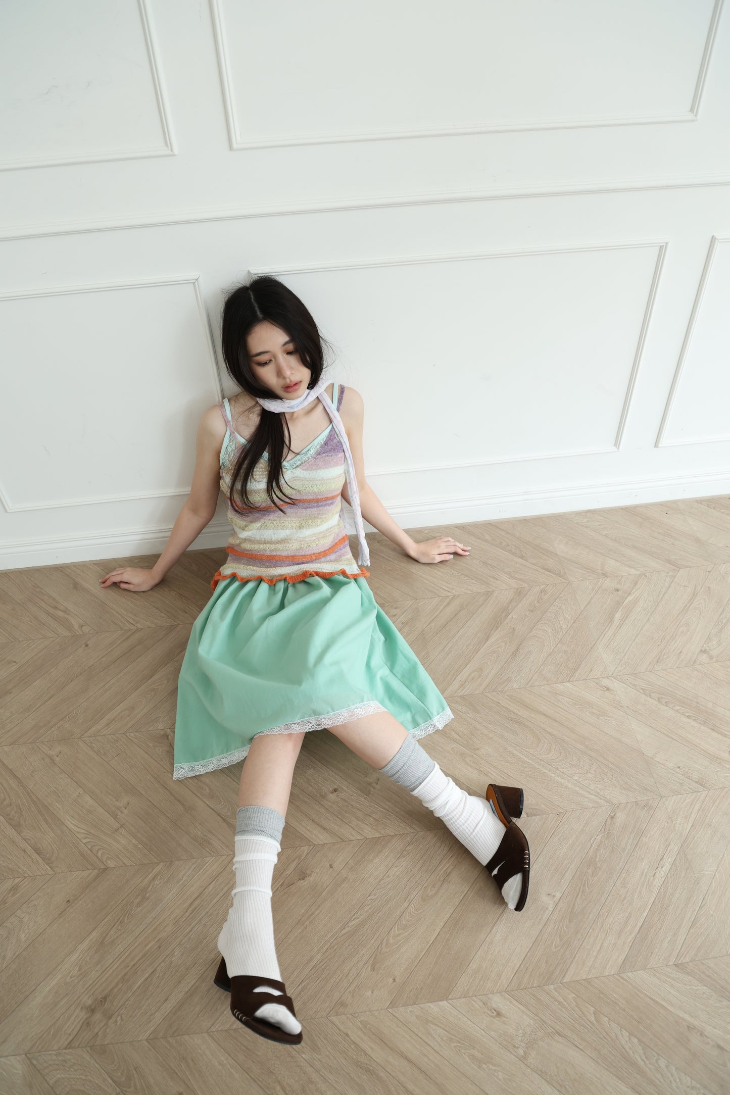 Brightly colored lace puff skirt