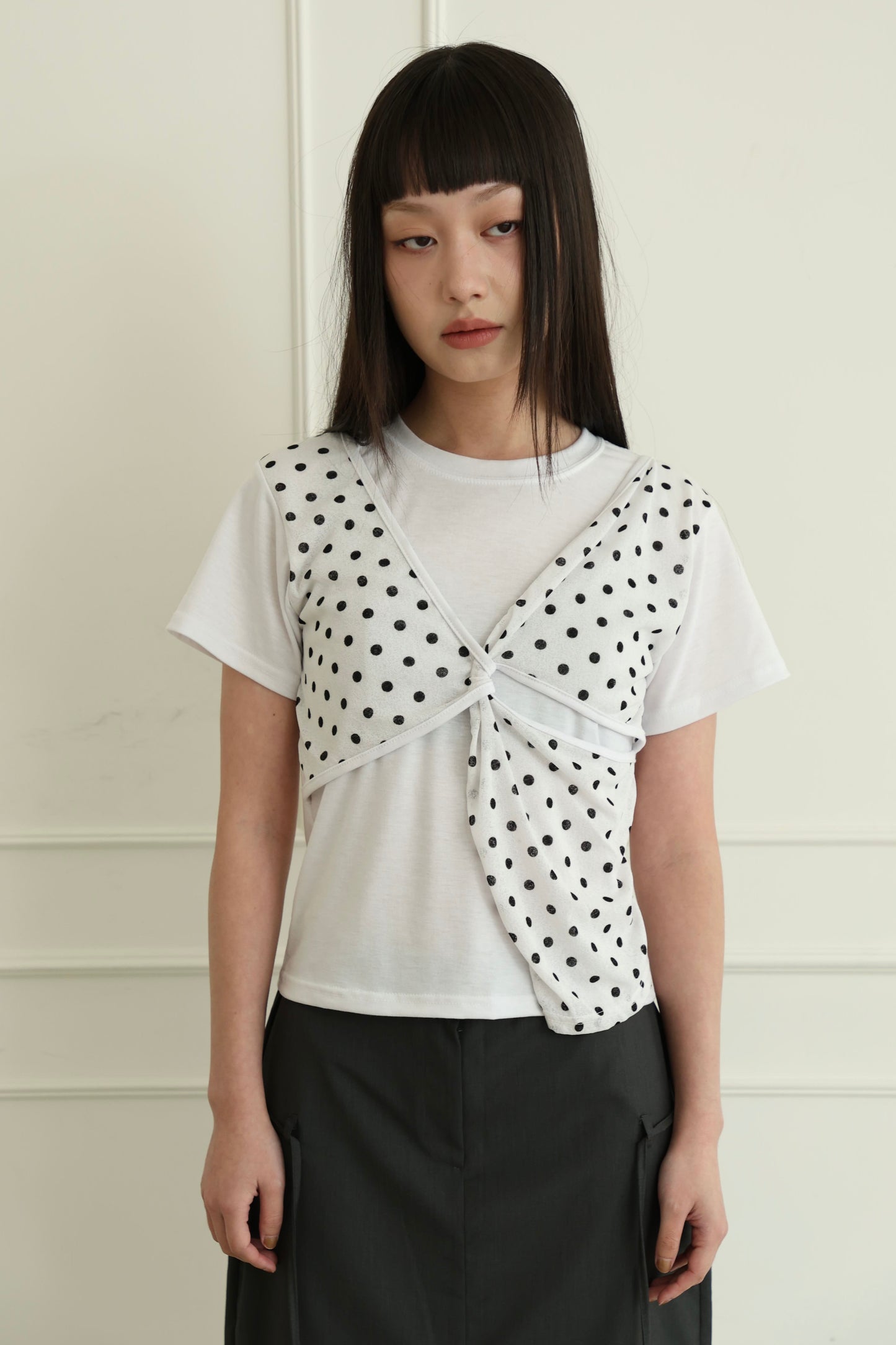 kink polka dot short-sleeved top