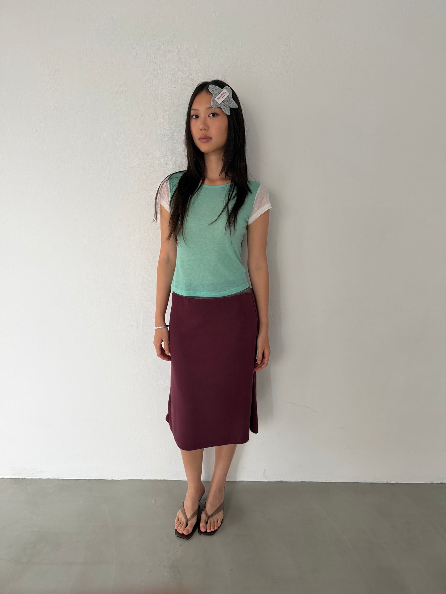 Lace cotton straight skirt