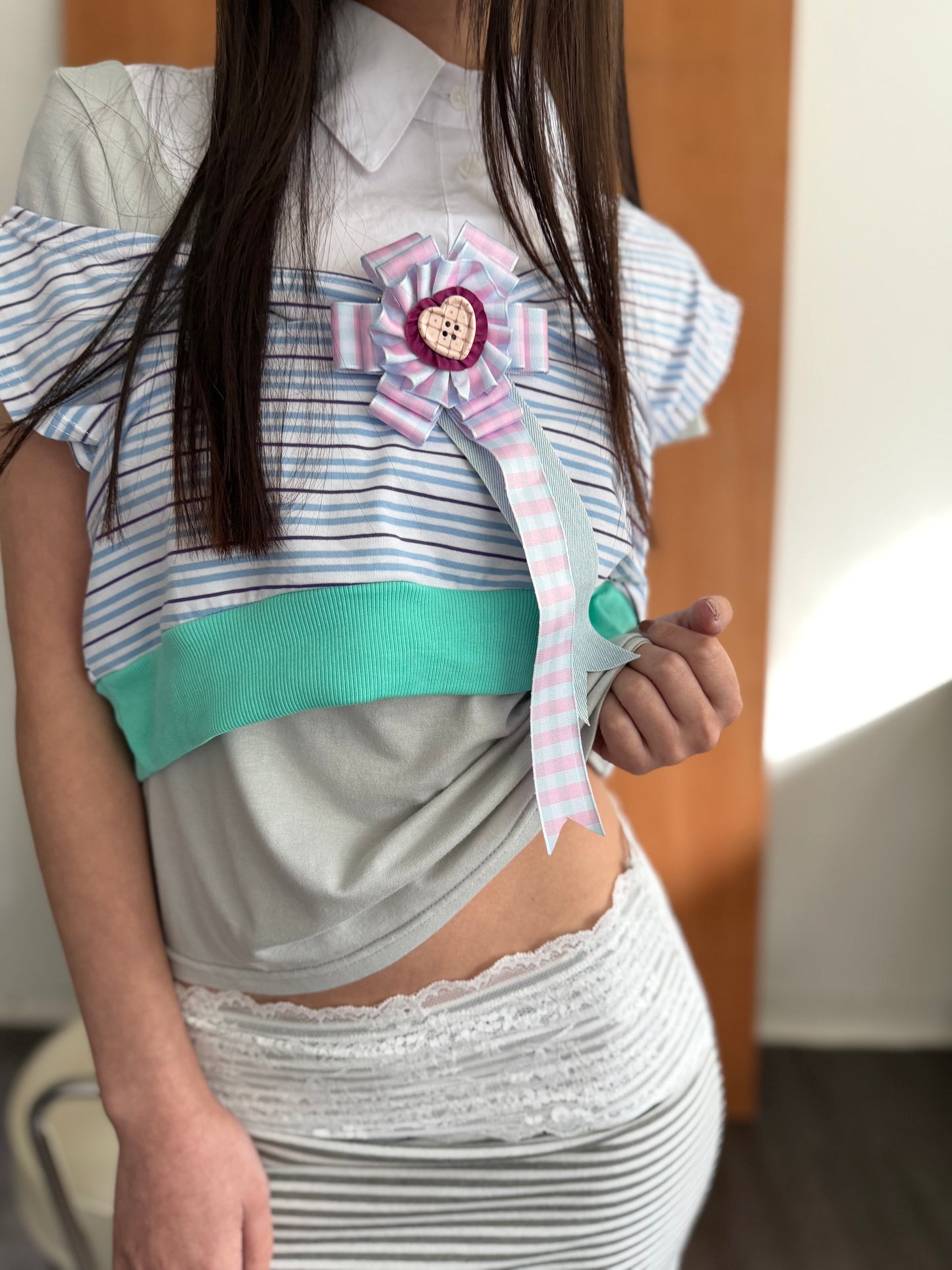 Striped Color-Block Top and Shorts Set