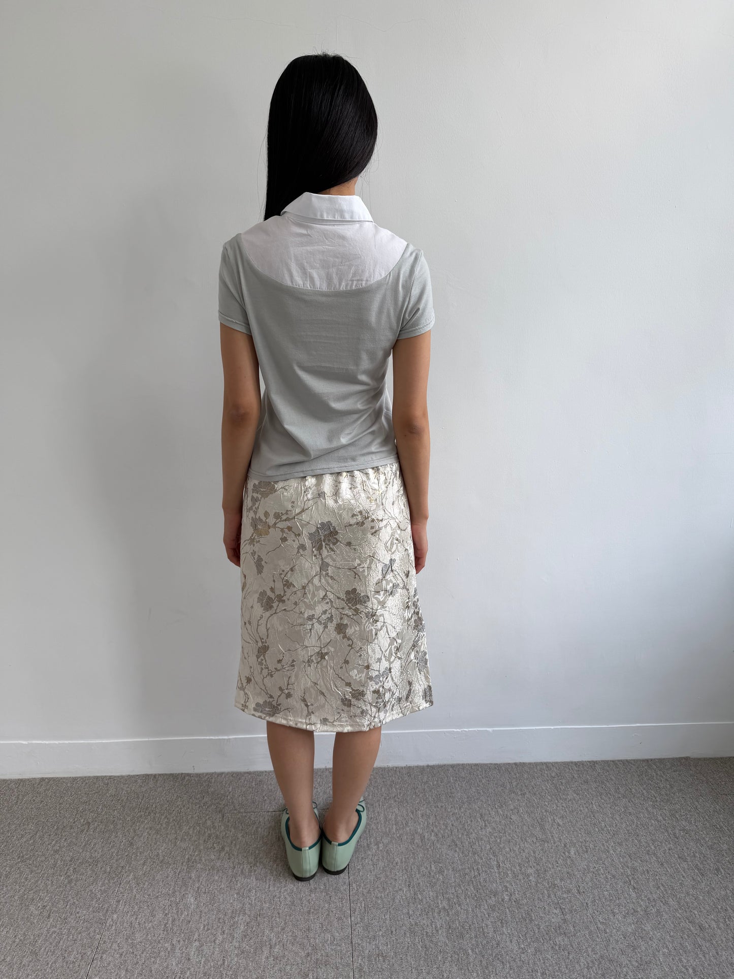 Floral Textured Midi Skirt